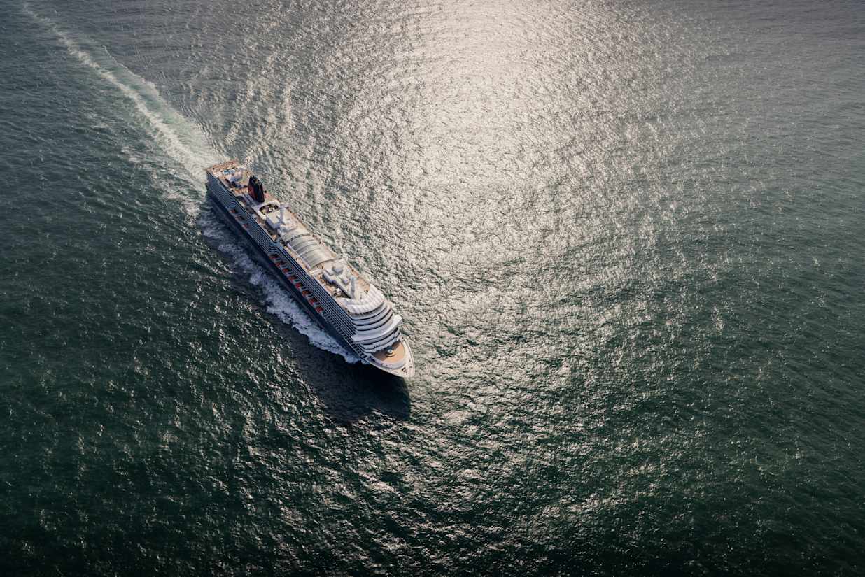 The Queen Anne sailing at sea