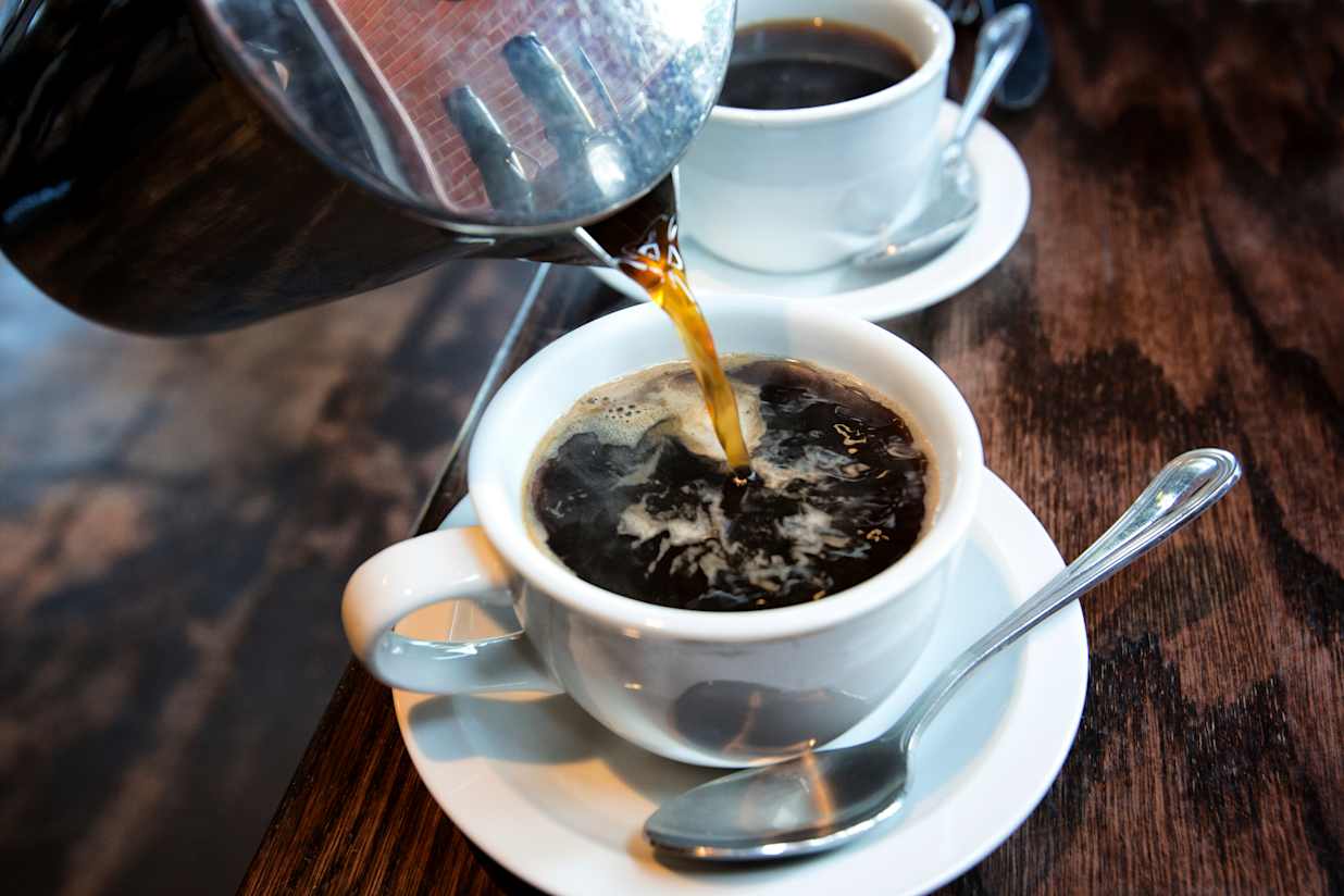 Pouring coffee