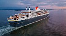View of the stern of Queen Mary 2 in New York