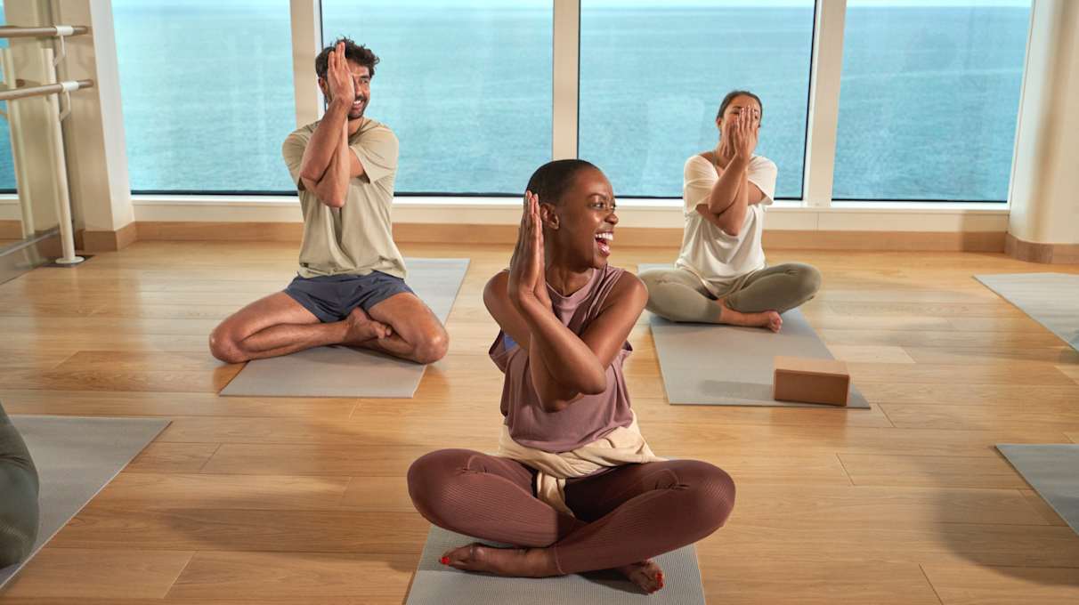 People doing yoga at B-Complex Balance on a Virgin Voyage