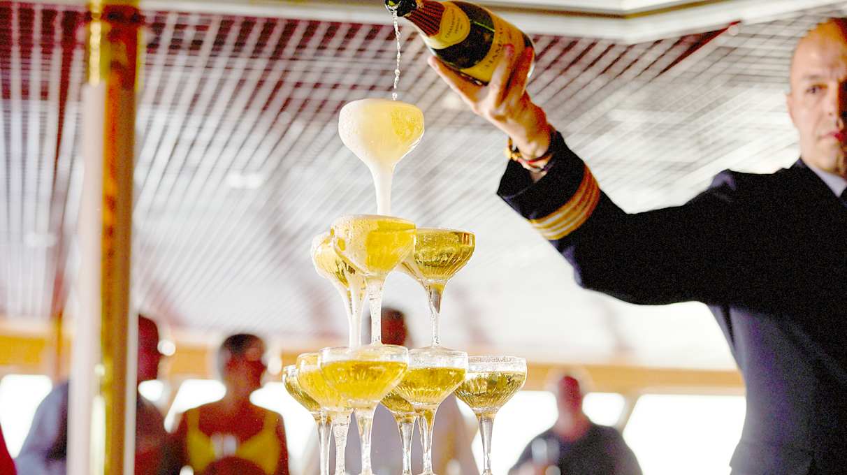 Champagne fountain in The Observatory on Borealis